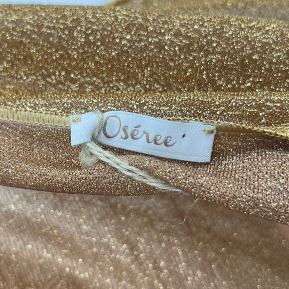 Oseree | SS24 Lumière Knot Dress Toffee Gold Glitter One Shoulder Midi Dress M-L - Picture 6 of 16